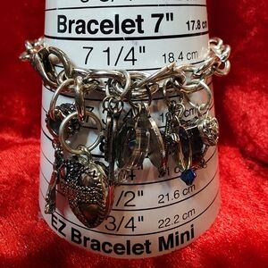 Vintage Silver Tone Charm Bracelet with Lots If Beautiful Charms
